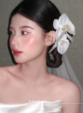 新中式国风蝴蝶兰发夹高级感小众设计感独特超仙发饰新娘结婚头饰