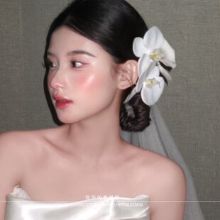 新中式国风蝴蝶兰发夹高级感小众设计感独特超仙发饰新娘结婚头饰