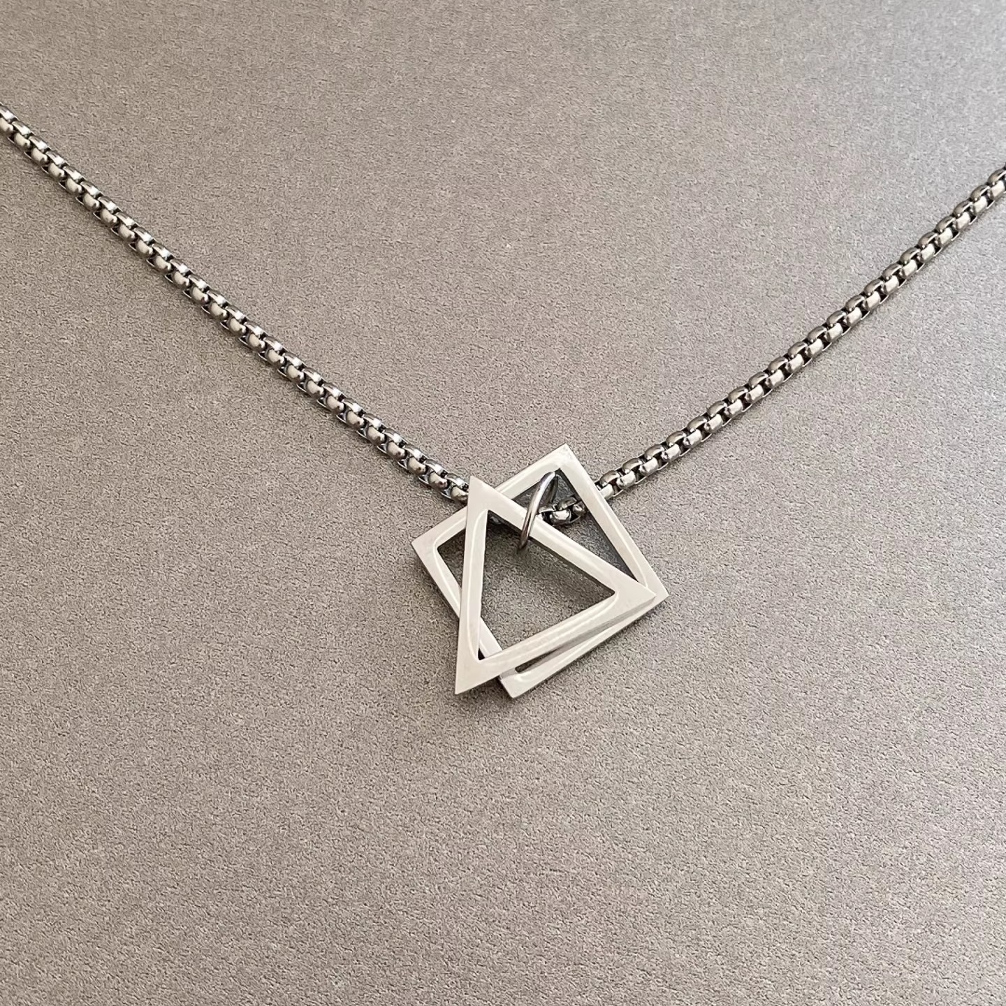 冷淡风银色几何项链时尚个性简约