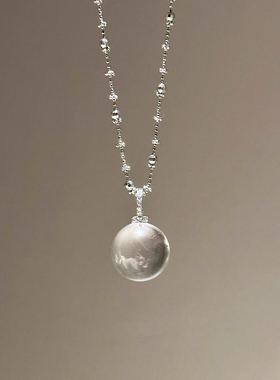 清冷风仿白水晶项链高级感锁骨链