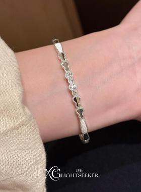新中式银色碎冰冰葫芦手镯清冷感