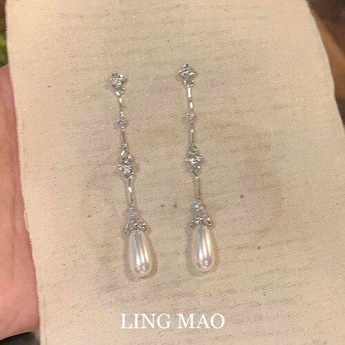 复古仿珍珠流苏耳钉气质百搭小众