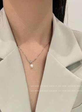 925纯银绳结珍珠项链女轻奢小众
