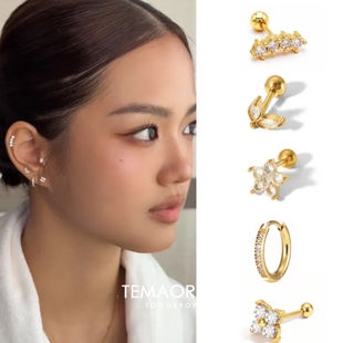 jaden张思捷同款穿刺耳骨钉耳蜗钉多耳洞耳钉高级感轻奢小众耳饰