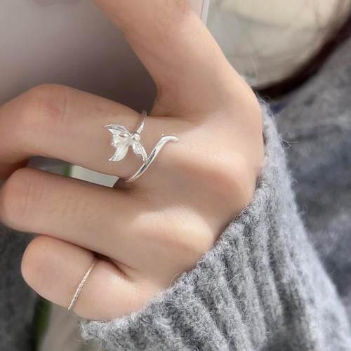 S925纯银栀子花戒指国风气质轻奢