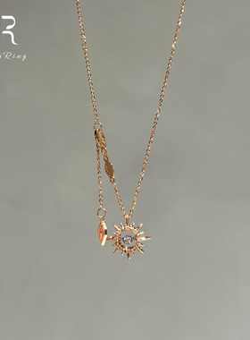 S925纯银超闪芒星太阳花锆石项链