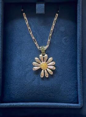 S925纯银雏菊吊坠项链女独特气质