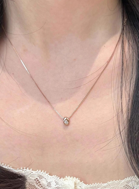 香槟金蛇骨小豆闪钻项链气质百搭