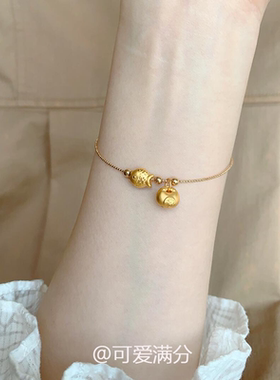 复古金色小福袋锦鲤手链女新中式