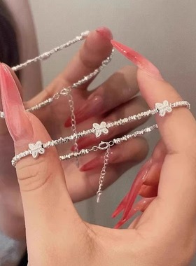 S925纯银蝴蝶碎银子手链女手饰春