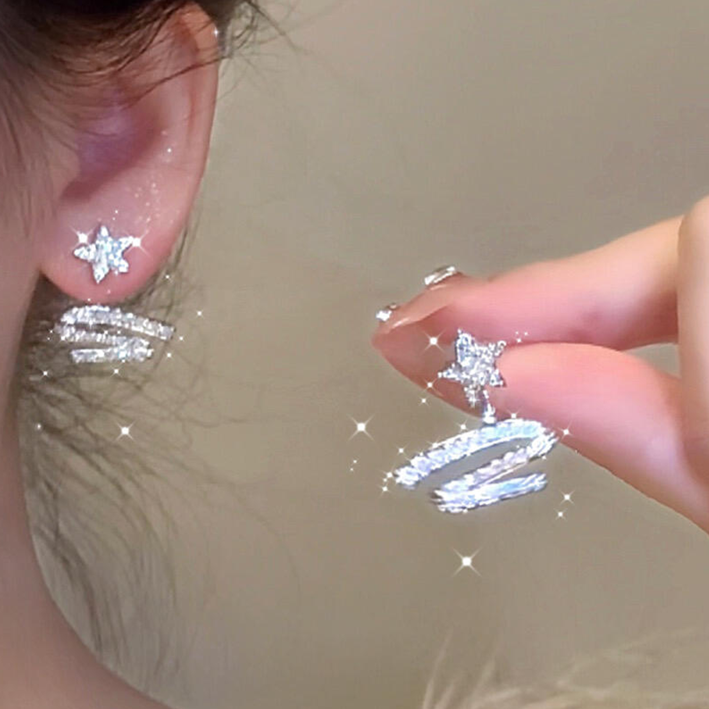 银色飘带星星耳钉女款清冷感轻奢小众高级秋冬耳环气质圣诞节耳饰,饰品/流行首饰/时尚饰品新,耳环,淘宝优惠券,粉丝福利购,淘宝优惠卷