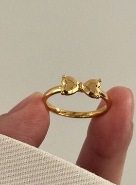 金色立体蝴蝶结戒指小众轻奢气质