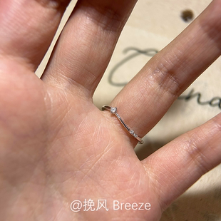 S925纯银点钻细圈波浪戒指冷淡风简约精致小众时尚百搭食指戒指环