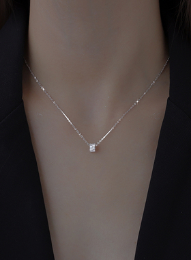 925纯银锆石圆圈项链高级感轻奢