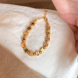 S925纯银新中式自摸十三幺麻将手链小众设计把把胡手串轻奢高级感