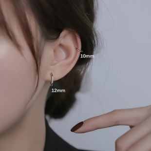 925纯银素圈耳环2023新款 小众高级耳圈女冷淡风气质简约耳扣 爆款