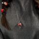 冷淡系红苹果闪钻水滴项链简约小众独特轻奢高级感圣诞节毛衣链女
