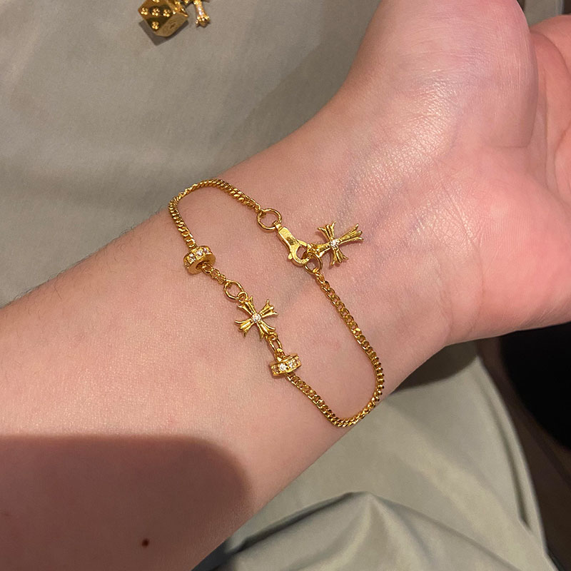 S925纯银复古十字架手链精致高级