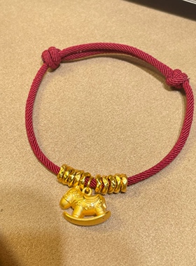 新中式本命年金色小马碎银子手链