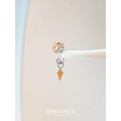 橘子海爆闪仿锆石马蹄环耳钉小众