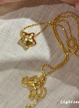 S925纯银多巴胺彩色点钻星星项链