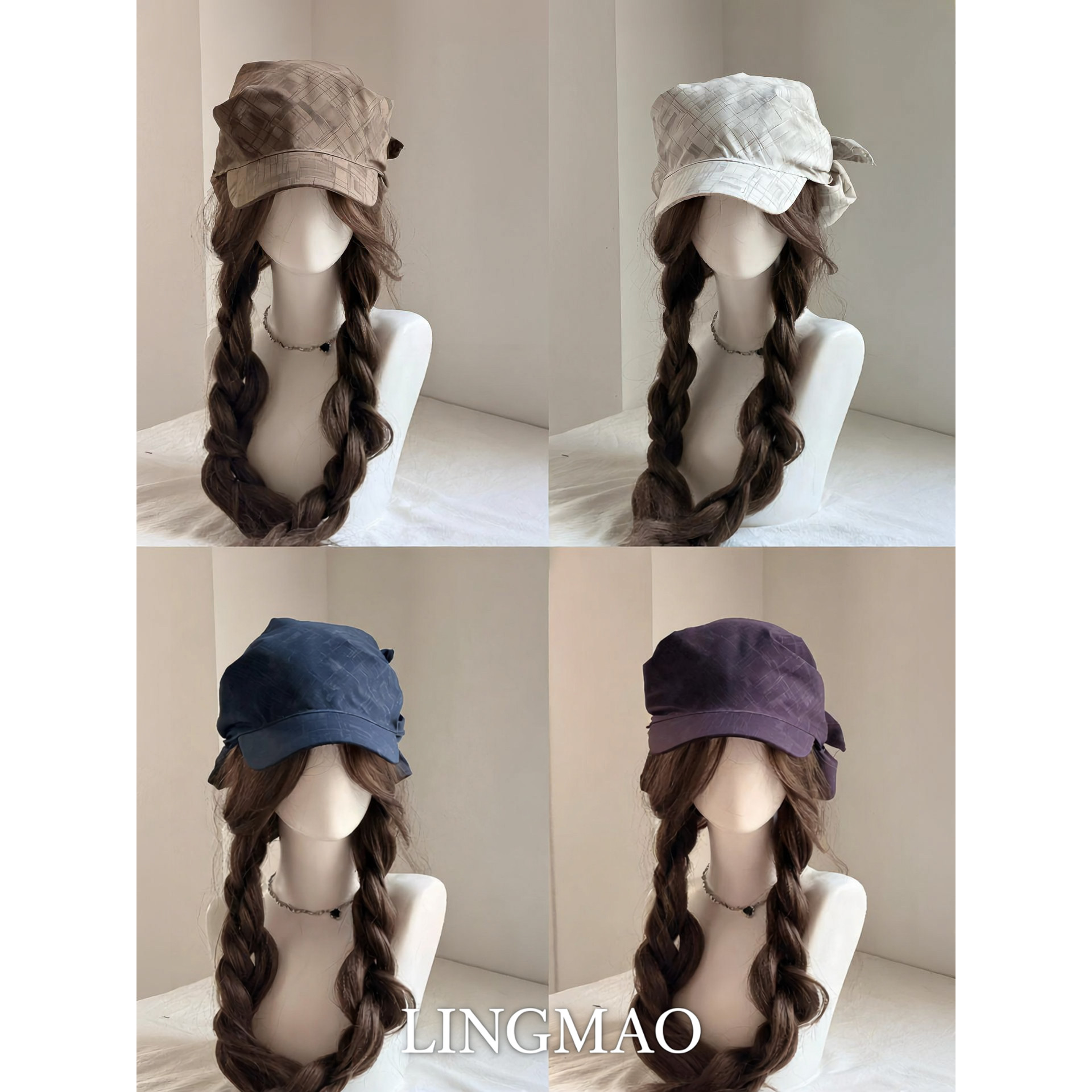 时尚格纹头巾帽小众独特漂亮套头帽2026新款帽子时尚防晒遮阳帽女