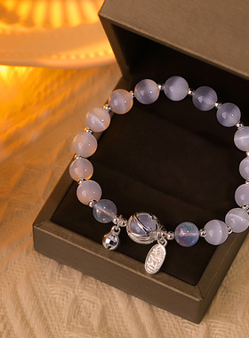 925银招财纳福猫眼石水晶手链计