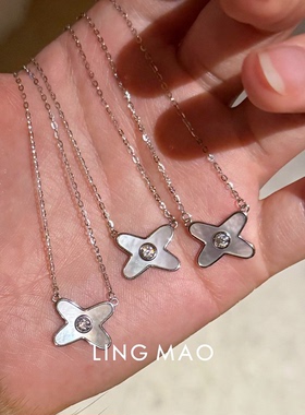 简约白贝小风车吊坠项链独特百搭