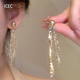 S925纯银香槟金珍珠瀑布流苏耳钉绝美精致耳环长款 气质高级感耳饰