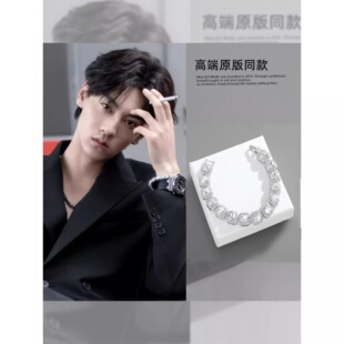 S925纯银逆爱柴鸡蛋池骋田栩宁同款方糖锆石手链小众高级精致手环