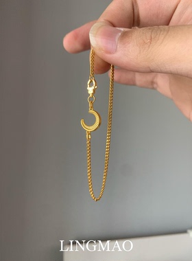 极简金色月牙极细手链女显白简约
