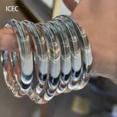 中古Vintage银色猫眼拉丝素圈手镯清冷感小众轻奢秋冬高级感手饰