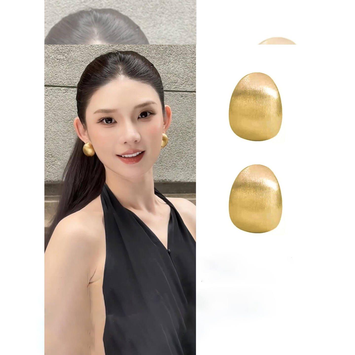 小众独特金色拉丝水滴耳环冷淡风