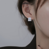 925纯银唐草花方块耳扣小众独特耳环女小众设计高级感时尚 耳饰女