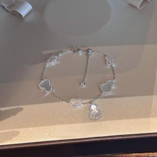 中古风仿白贝母锆石银色葫芦手链女千金感精致轻奢小众高级感手环