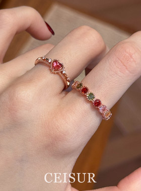 多巴胺缤纷糖果戒指小众气质百搭