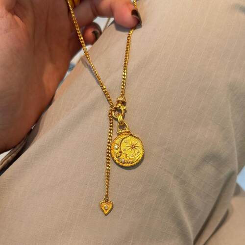 古法八芒星月亮项链时尚百搭气质