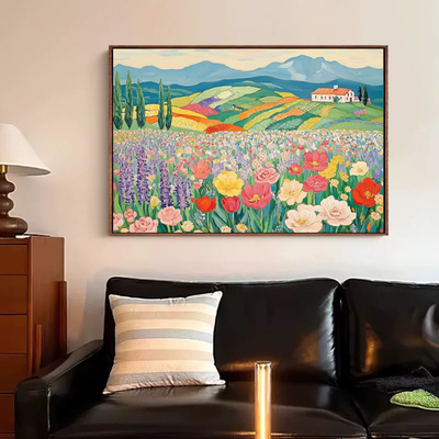 原创|《彩色世界》手绘客厅油画