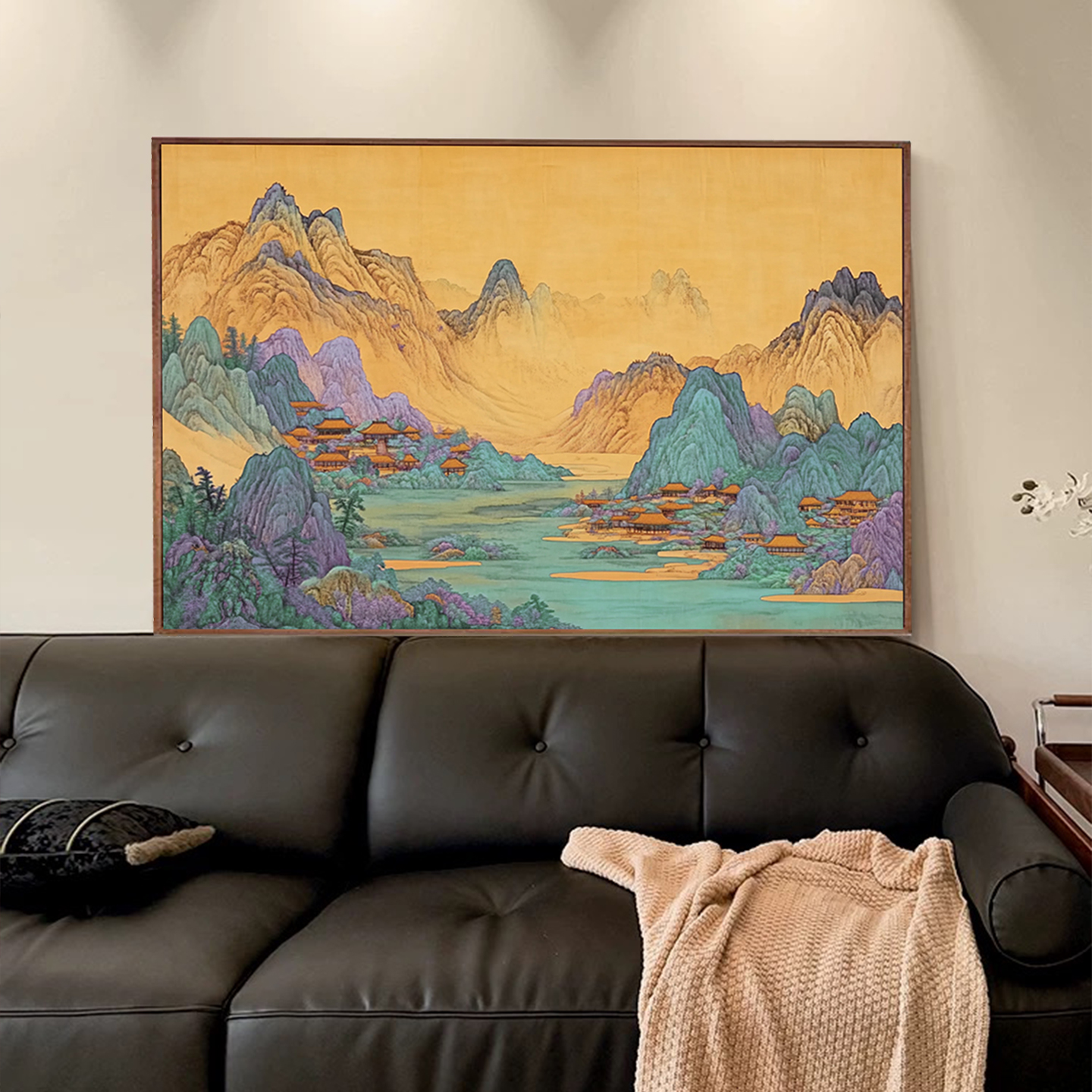 原创 |《万里千山》纯手绘油画限量玄关装饰画餐厅客厅中古风挂画图片