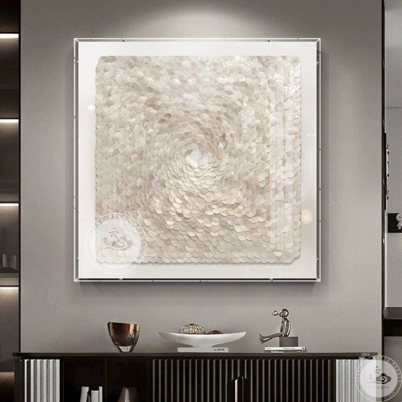 手工天然贝壳立体装置画玄关实物画客厅艺术画设计师别墅样板间画
