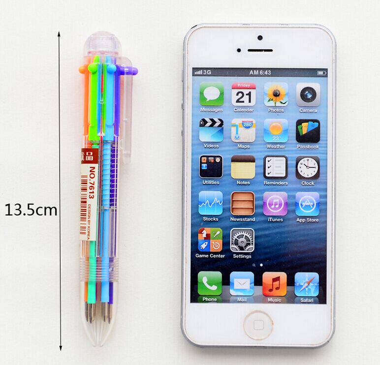 크리에이티브 문구류 귀여운 멀티 컬러 볼펜 다기능 프레스 컬러 유성펜 리필 6종 6색 볼펜