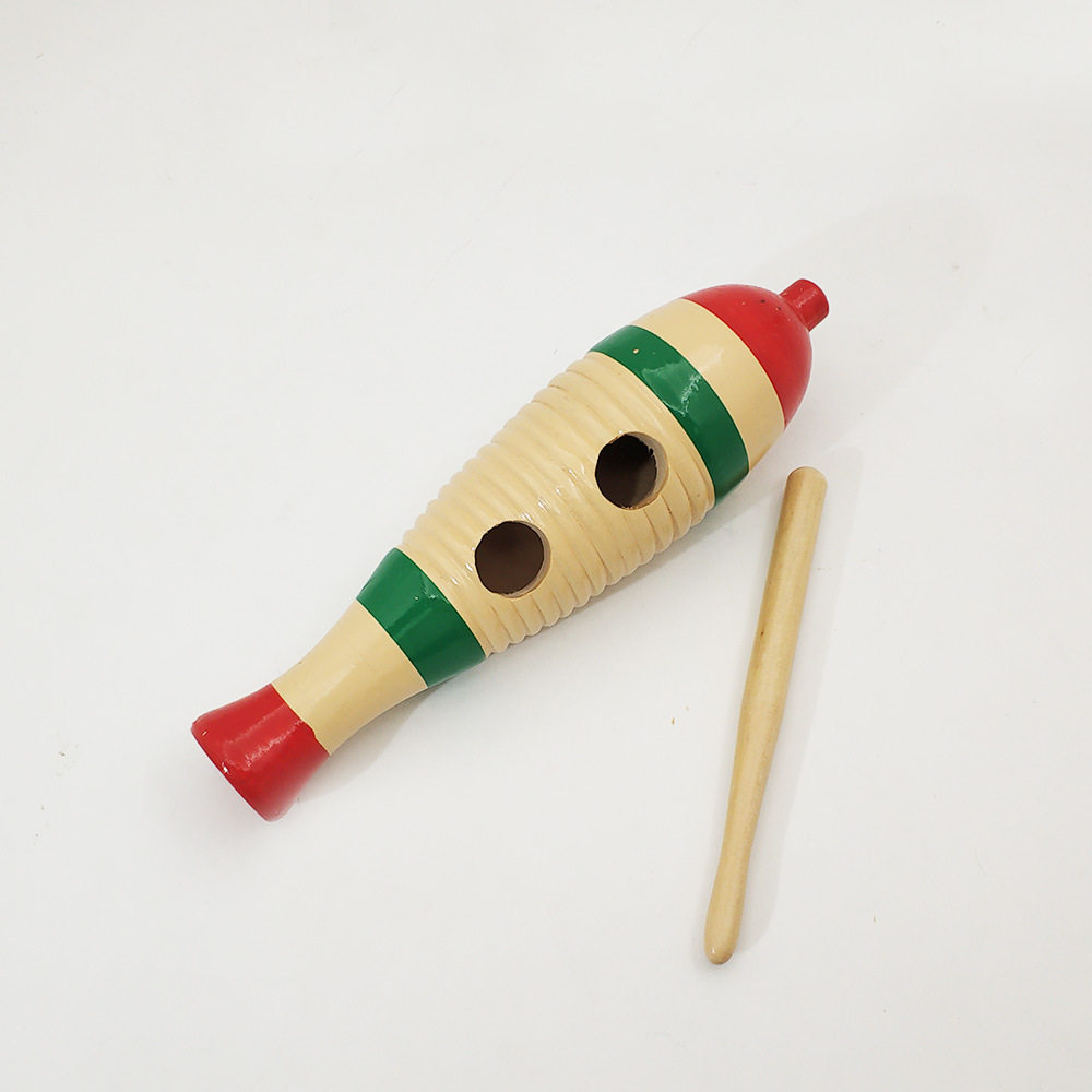奥尔夫打击乐器木质鱼娃木鱼 幼教音乐玩具梆子乐队伴奏敲击刮筒