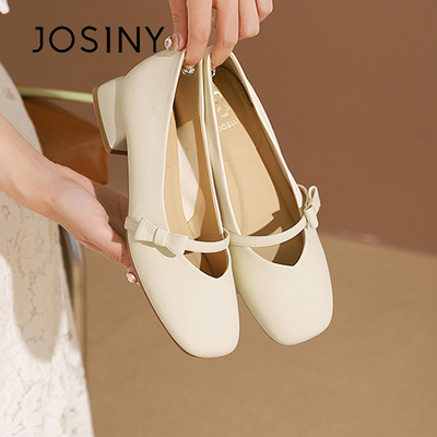 卓诗尼官方仙女风粗跟玛丽珍单鞋