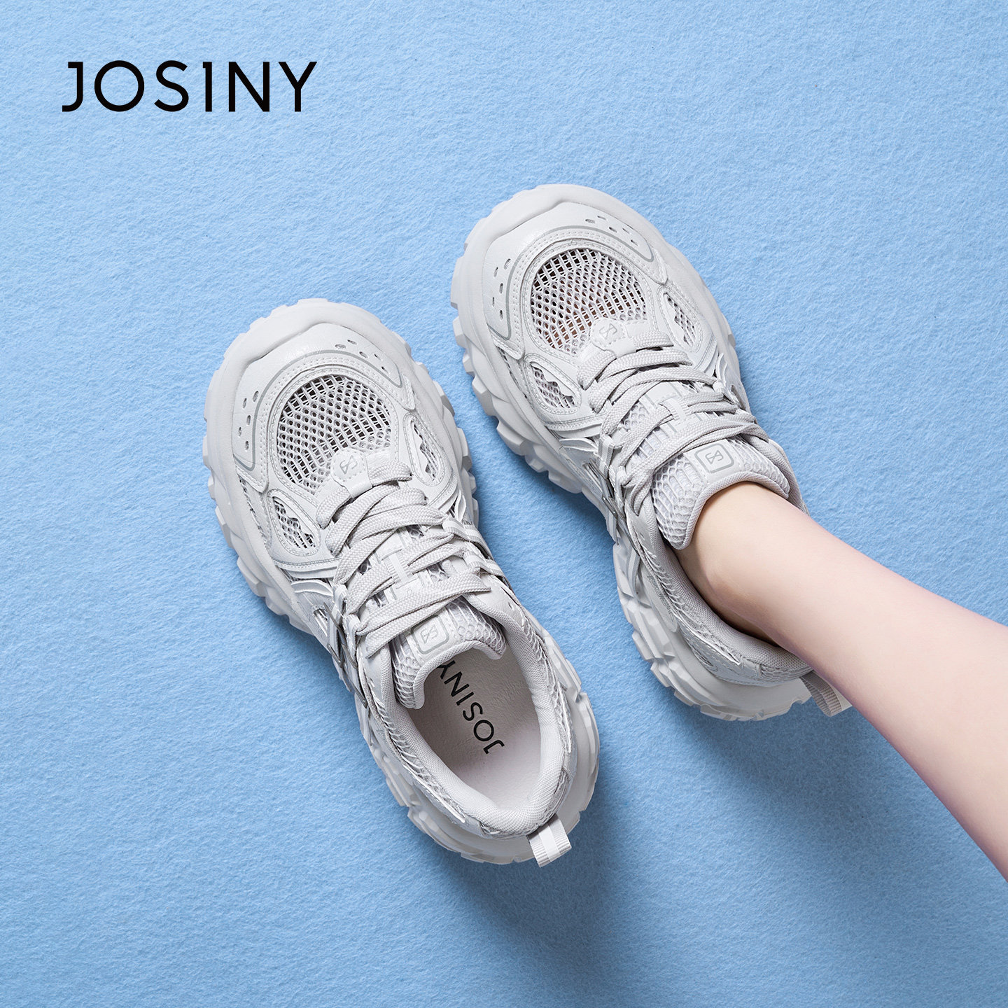 卓诗尼榴莲底老爹鞋女2026春季新款网面透气超轻增高厚底运动鞋子