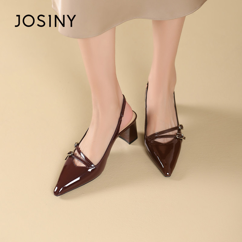 卓诗尼包头凉鞋女2026春夏季新款粗跟高跟鞋子单鞋配裙子玛丽珍鞋