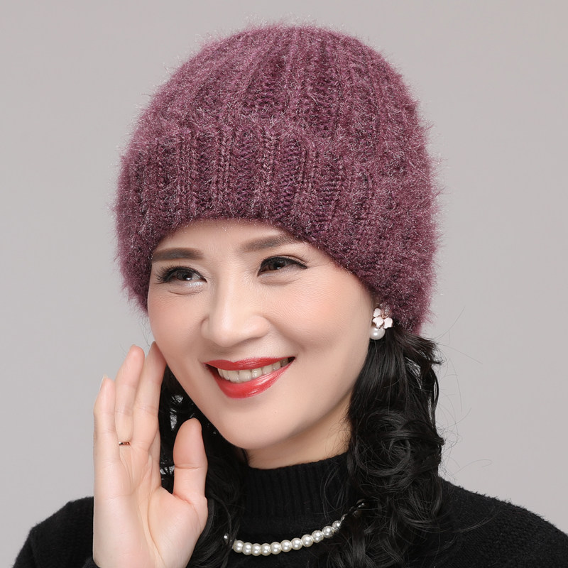 老太太帽子老年人女冬天女士毛线帽针织帽子加绒加厚保暖帽子秋冬