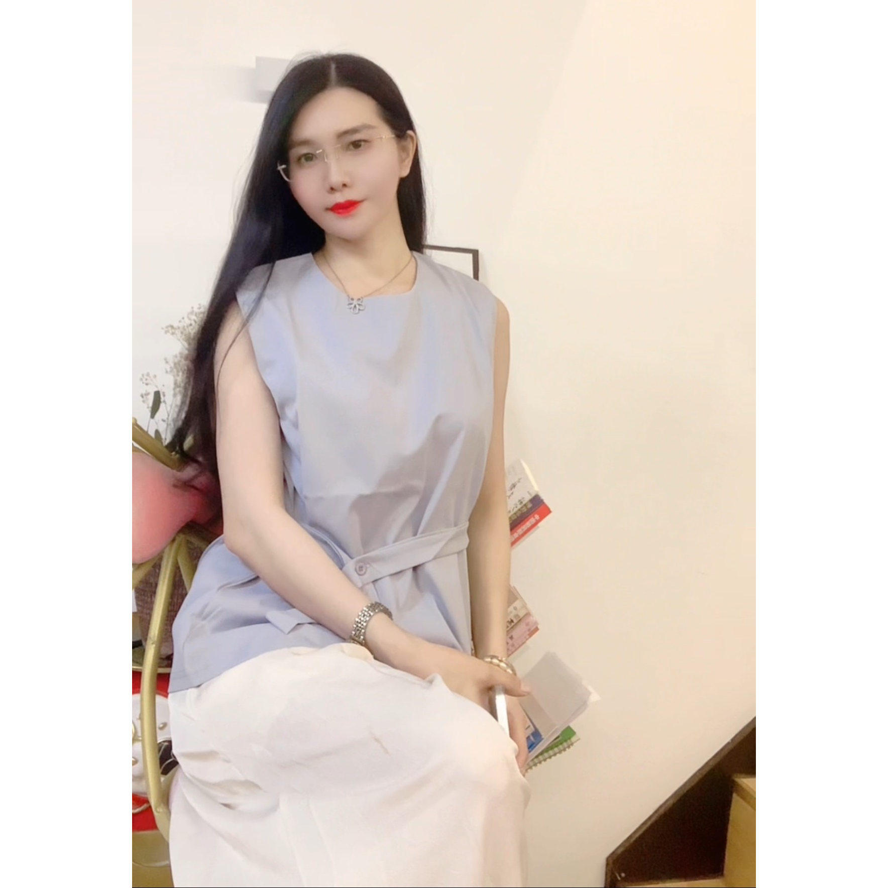 设计感绑带无袖亚麻衬衫女款20时尚防晒服