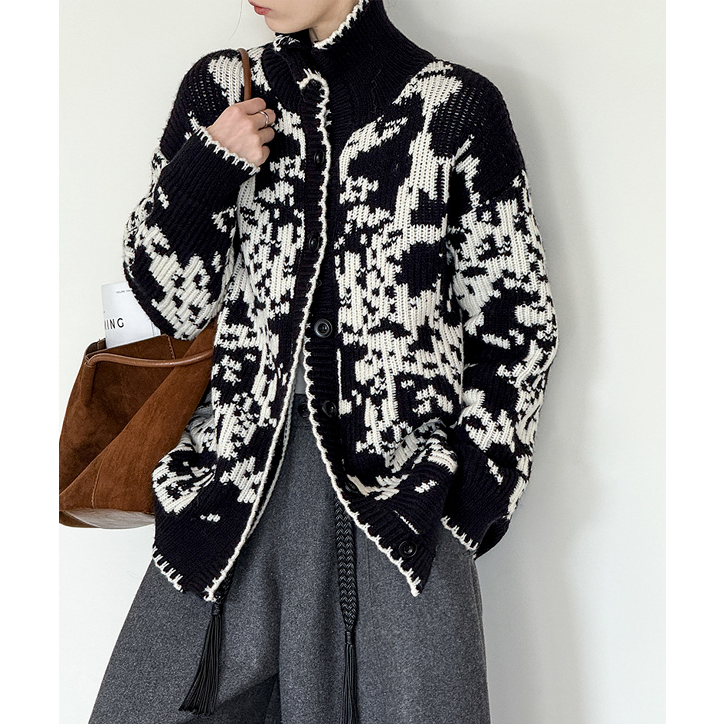 慵懒小众费尔岛提花针织毛衣女冬