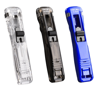 得力推夹器固定试卷书页文件神器订书装订金属钉票据书本纸办公书文具用品助推机大燕尾小夹子透明补充推钉器