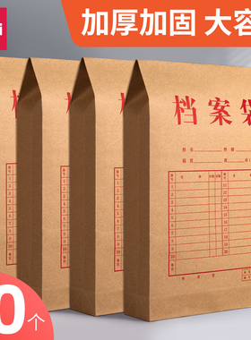 得力牛皮纸档案袋复古黄色绳扣式A4加厚牛皮纸档案袋文件袋资料袋收纳袋公文袋商务办公10只装文件夹